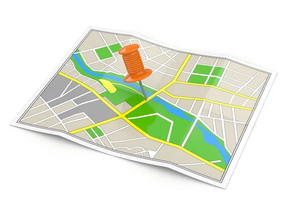 Location. Map and thumbtack. GPS concept. — Stock Photo, Image