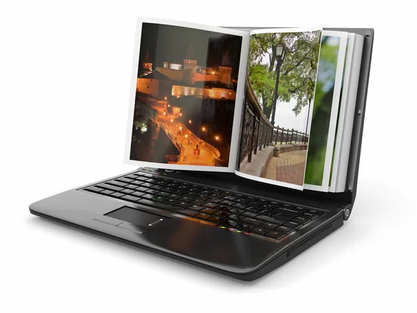 PhotoViewer. Fotoalbum som laptop skärm. — Stockfoto