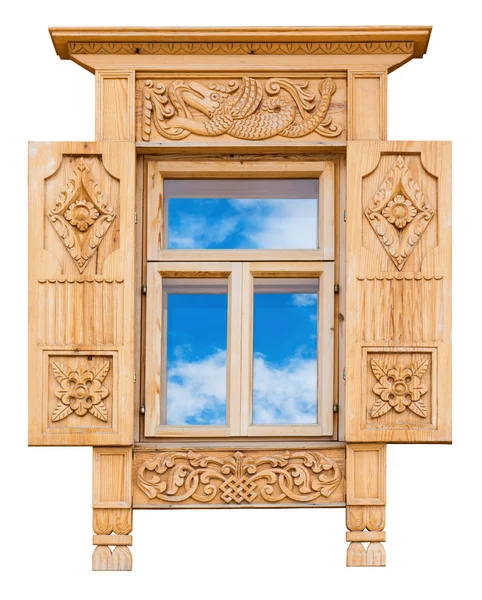 stock image Wooden decorated window