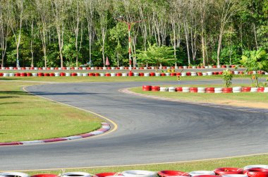 Turn on a empty race car circuit. clipart