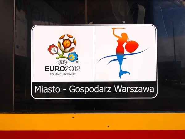 Euro 2012 nápis ve Varšavě, Polsko — Stock fotografie