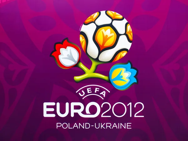 Банер Євро 2012 у Варшаві, Польща — стокове фото