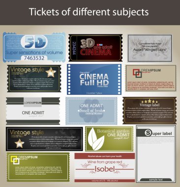 Vector set: tickets in different styles clipart