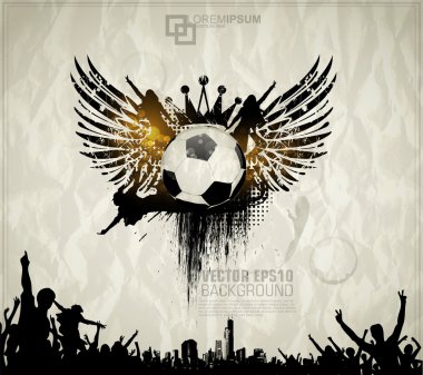 Football background with the balls, wings clipart