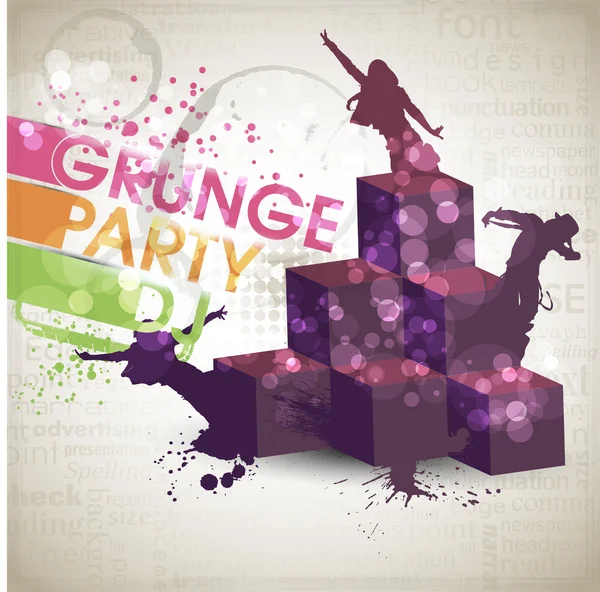 Banner Grunge com uma faixa de drible com tinta e espaço de cópia. Contexto abstrato para festa —  Vetores de Stock