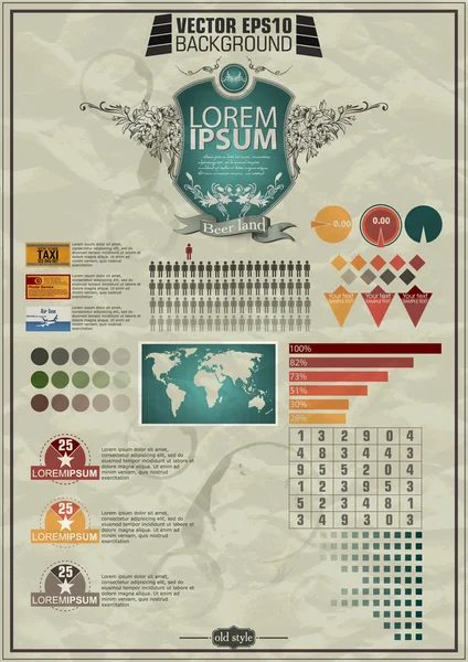 Set elementi di infografica. Mappa del mondo e grafica dell'informazione — Vettoriale Stock