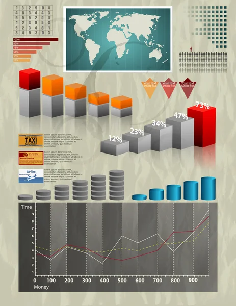 Zestaw elementów infografiki. świat grafiki mapy i informacje — Wektor stockowy