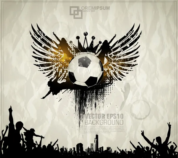 サッカー ボール、翼と背景 — ストックベクタ