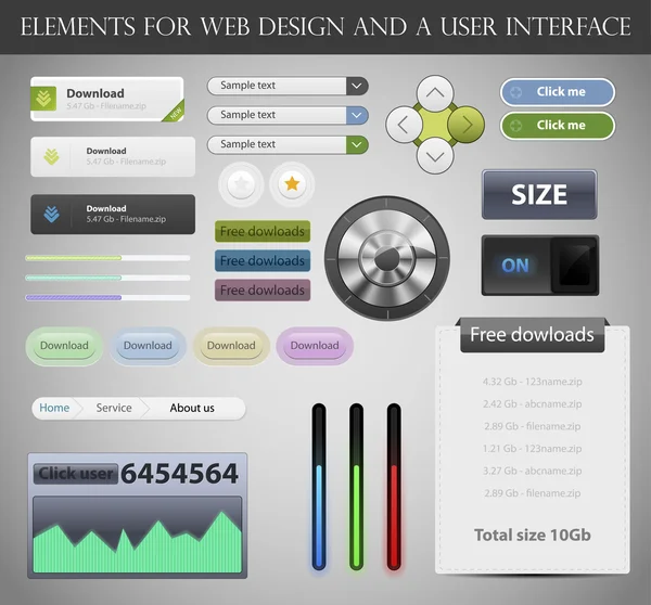 Elementi di Web Design e interfaccia utente dell'interfaccia utente vettoriale — Vettoriale Stock