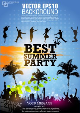 Colour grunge poster for summer party clipart