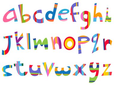 Lower case fun alphabet clipart