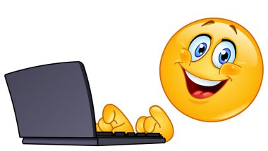 Emoticon with computer clipart