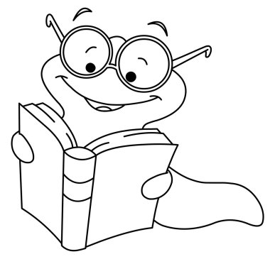 Outlined book worm