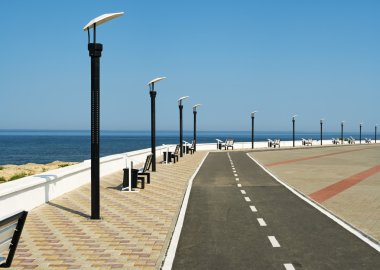Deserted seafront promenade clipart