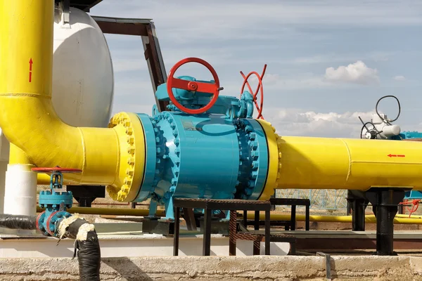 Ball valve on a gas pipeline. Stock Image