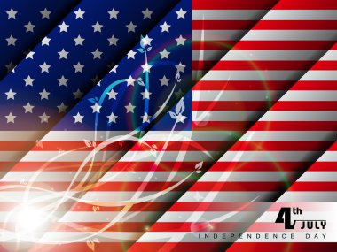 4 Temmuz Bağımsızlık günü ve diğer günler için soyut parlak çiçek etkisi ile Amerikan bayrağı arka plan. EPS 10.