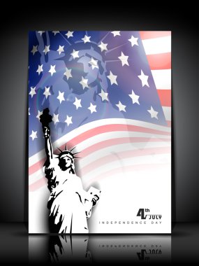 Statue of liberty on American flag background for 4th July Amer clipart