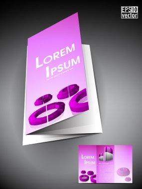 Professional business three fold flyer template, corporate brochure or cover design in purple color clipart