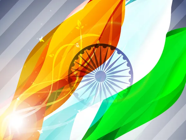 Bandera india ondeando sobre fondo gris aislado para el Día de la República, el Día de la Independencia y otras ocasiones. EPS 10 . — Archivo Imágenes Vectoriales