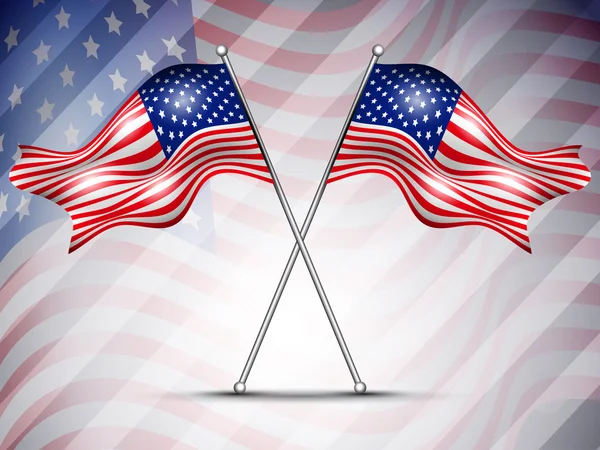 Два американских флага размахивают на фоне бесшовных флагов 4 июля — стоковый вектор