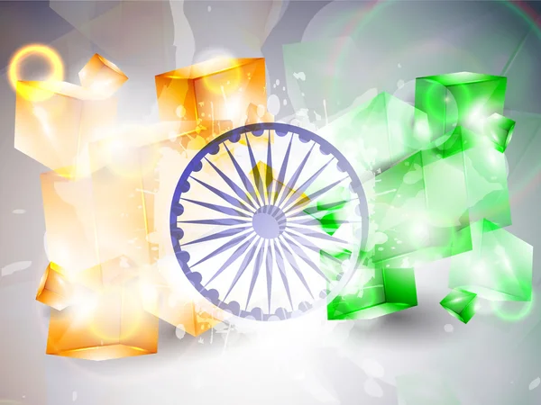 Abstracte Indiase vlag op grijze geïsoleerde achtergrond voor dag van de Republiek, dag van de onafhankelijkheid en andere gelegenheden — Stockvector