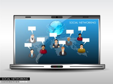 Social network, communication in the global networks showing wit clipart