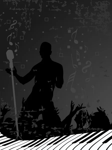 Silhouette abstraite d'un homme avec un micro et dansant sur d — Image vectorielle