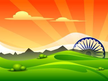 Indian tricolor flag Asoka wheel for Republic Day and Independence Day, Vector illustration. EPS 10. clipart
