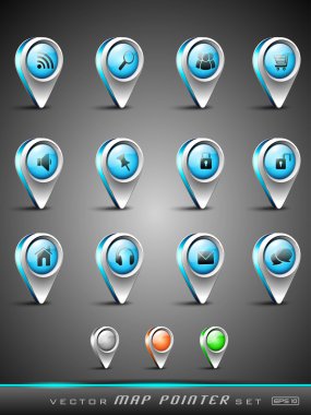 Vector illustration of 3D, web 2.0 mail icons set in green and blue color. Can be used for websites, web applications. email applications or server Icons. clipart