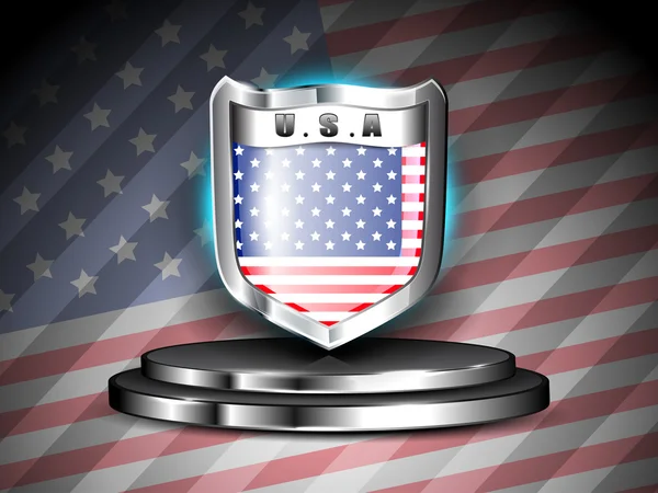 Vestor γυαλιστερό ασπίδα με την αμερικανική σημαία — Διανυσματικό Αρχείο
