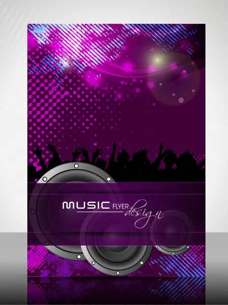 EPS 10 Music Concept Flyer Design Présentation avec instrument de musique. Illustration vectorielle modifiable . — Image vectorielle
