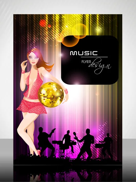 EPS 10 Music Concept Flyer Design Apresentação com Instrumento Musical. Ilustração vetorial editável . — Vetor de Stock