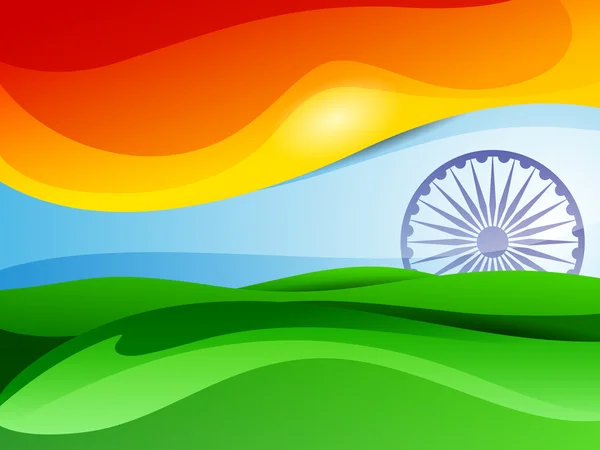 Bandeira tricolor indiana Roda de Asoka para Dia da República e Dia da Independência, ilustração vetorial .EPS 10 . —  Vetores de Stock