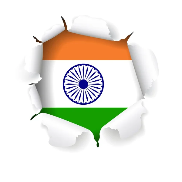 Kreativní styl indické vlajka vektorový design s roztrhaný papír účinek. vektorové ilustrace eps10. — Stockový vektor