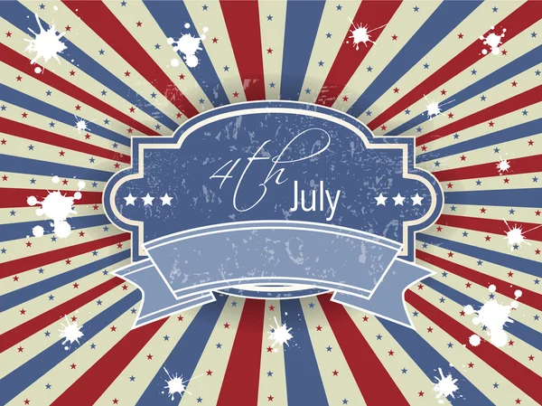 Ilustração vetorial de fita ou crachá para 4 de julho Dia da Independência Americana e outros eventos em fundo de raios. EPS 10 . —  Vetores de Stock