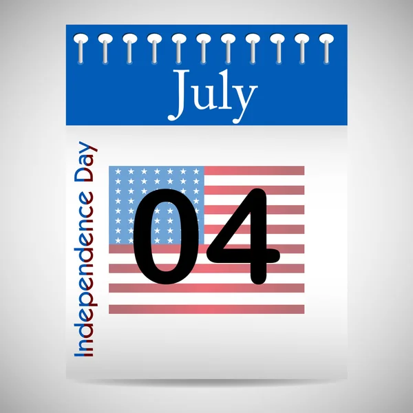 stock vector Calendar showing date 4th of July American Independence Day with American Flag.EPS 10. Vector illustration.