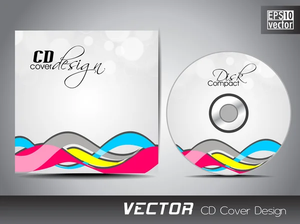 CD cover presentation mallen med kopia utrymme och våg effekt, redigerbara eps10 vektor illustration. — Stock vektor