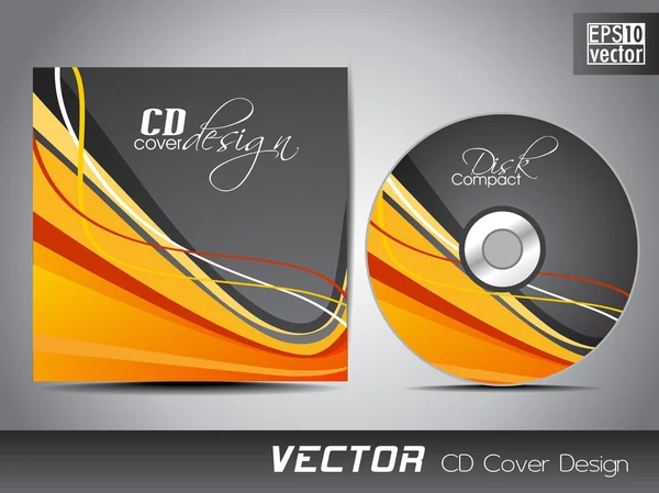 CD cover presentation design template with copy space and wave effect, editable EPS10 vector illustration. — Stock Vector