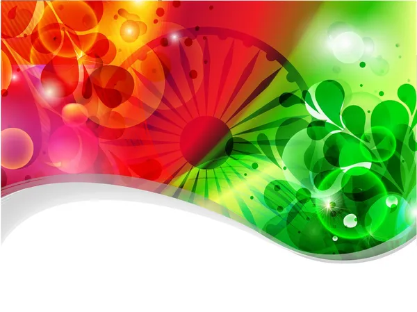 Bandeira criativa fundo de cor com onda, brilho e floral para Dia da Independência e Dia da República. Ilustração vetorial EPS10 . — Vetor de Stock