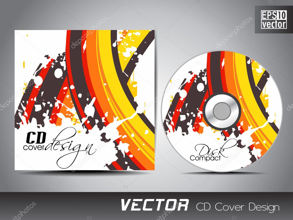 CD cover presentation design template with copy space and wave effect, editable EPS10 vector illustration.