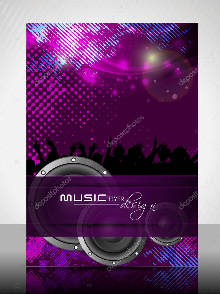 EPS 10 Music Concept Flyer Design Presentation with Music Instrument ...