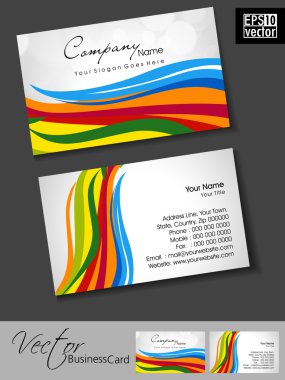 Professional business cards, template or visiting card set. Colorful Artistic wave effect, abstract corporate look, EPS 10 Vector illustration. clipart