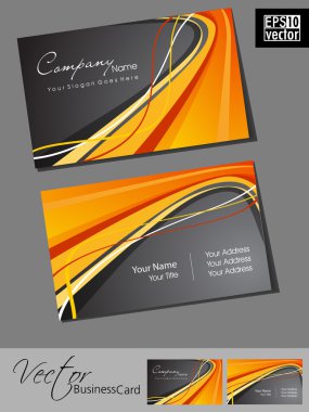 Professional business cards, template or visiting card set. Artistic wave effect, abstract corporate look, EPS 10 Vector illustration. clipart