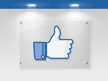 Thumb up like button or thumbs up presentation on sign board. EP clipart