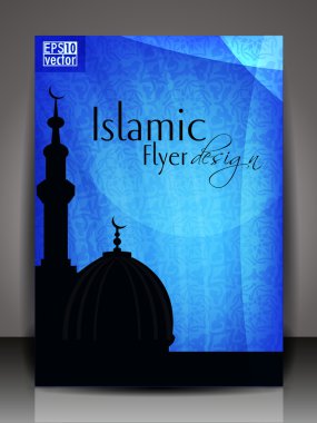 Islamic flyer, brochure or cover design with abstract grunge background in bright colors and space for your text. EPS10. clipart