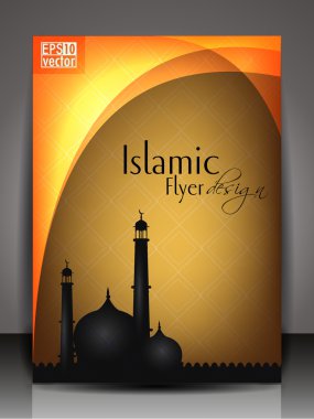 Islamic flyer, brochure or cover design with abstract grunge background in bright colors and space for your text. EPS10. clipart