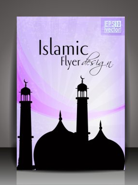 Islamic flyer, brochure or cover design with abstract grunge background in bright colors and space for your text. EPS10. clipart