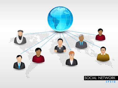 Social networking 3D background with connect with network clipart