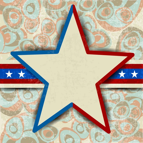 Illustration de la fête de l'indépendance américaine du 4 juillet avec étoile en couleur drapeau sur fond floral décoratif.ENV 10. Peut être utilisé comme bannière, affiche et flyer . — Image vectorielle