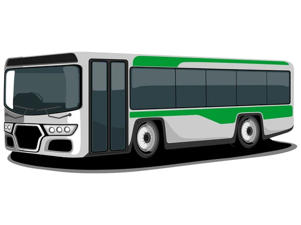 Yeşil ve beyaz bir otobüs vektör çizim. — Stok Vektör
